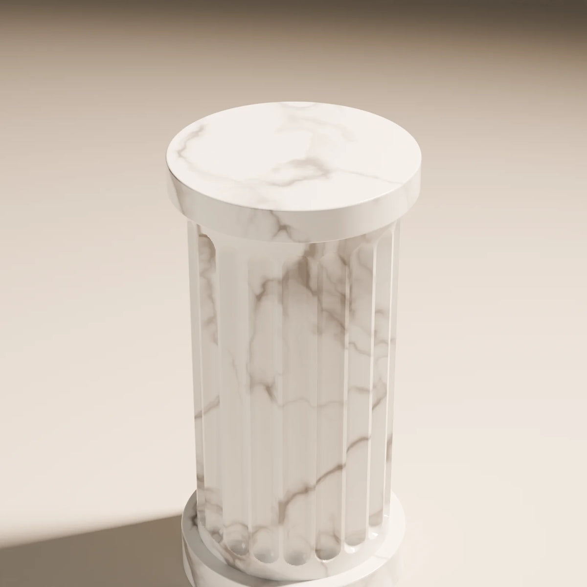 Fluted Column Pedestal, close-up detail render