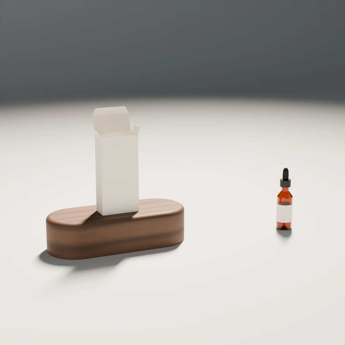 Folding Carton styled in a Still Studio set with the capsule plinth and dropper bottle (sold separately)