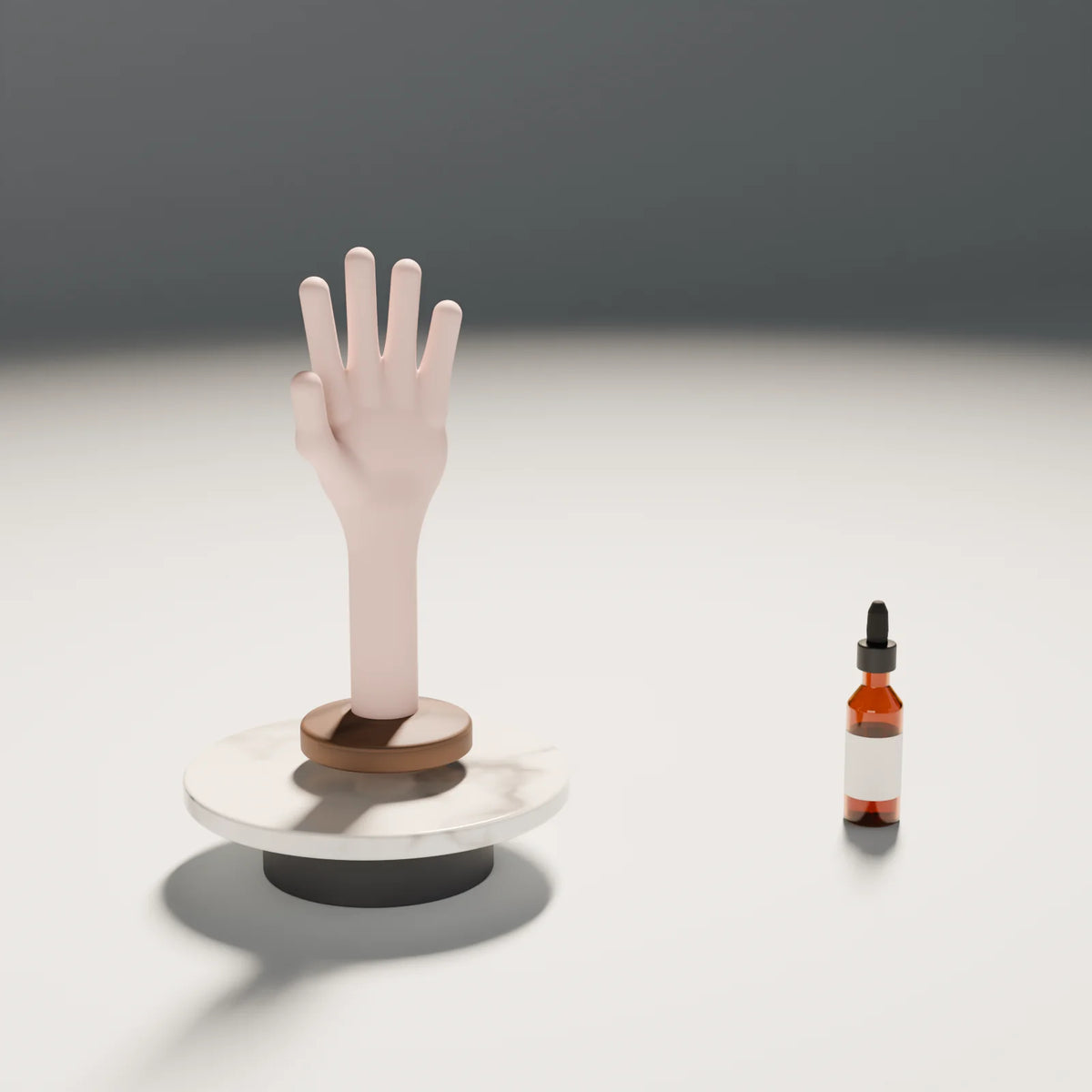 Display Hand styled in a Still Studio set with the floating disc podium and dropper bottle (sold separately)