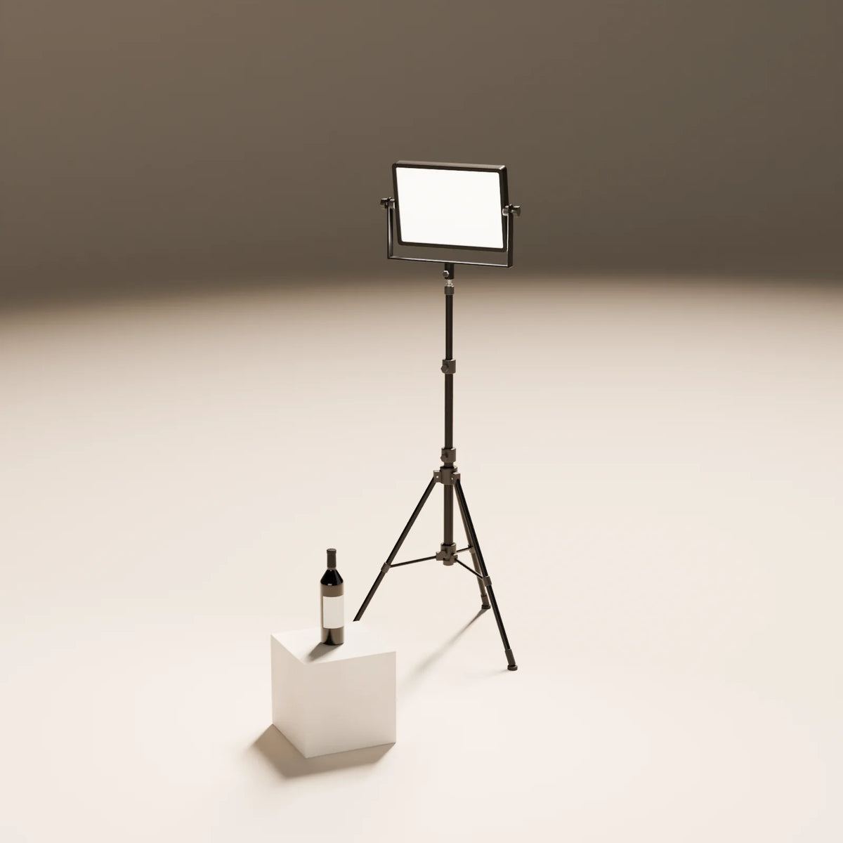 LED Panel styled in a Still Studio set with the block plinth and wine bottle (sold separately)