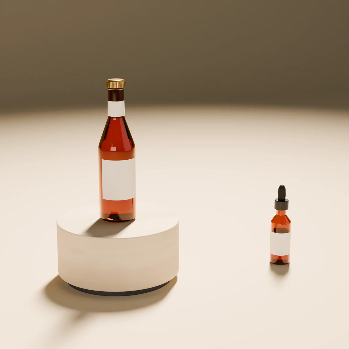 Longneck Bottle styled in a Still Studio set with the drum podium and dropper bottle (sold separately)