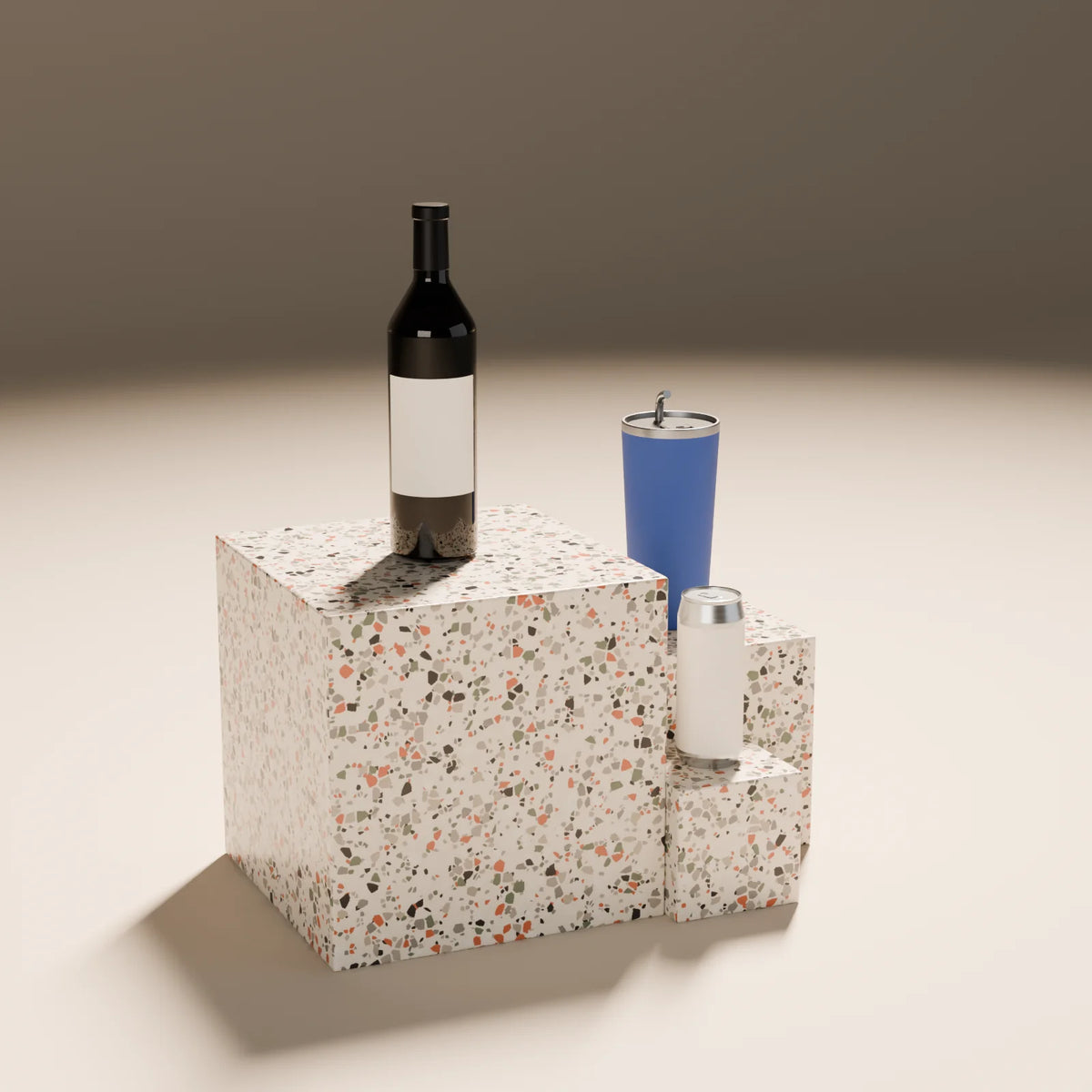 Nested Cubes styled in a Still Studio set with the wine bottle, insulated tumbler and slim can (sold separately)