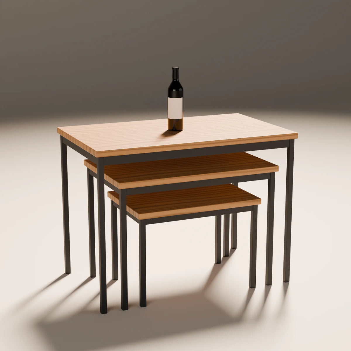 Nesting Display Tables styled in a Still Studio set with the wine bottle, insulated tumbler and coffee bag (sold separately)