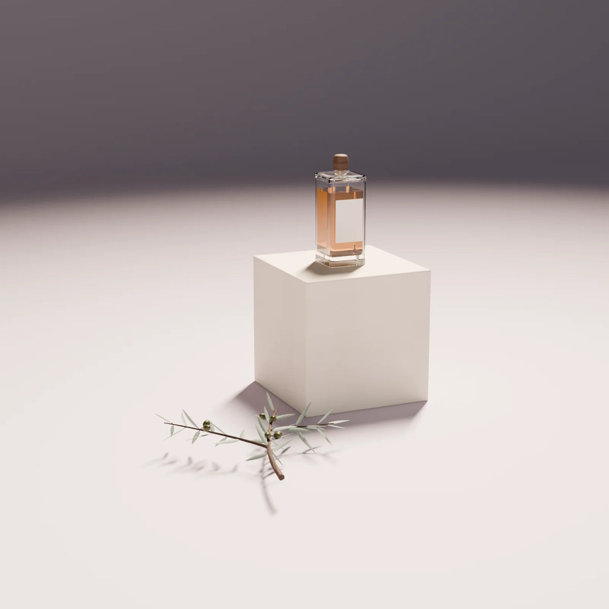 Olive Branch styled in a Still Studio set with the block plinth and spirits bottle (sold separately)