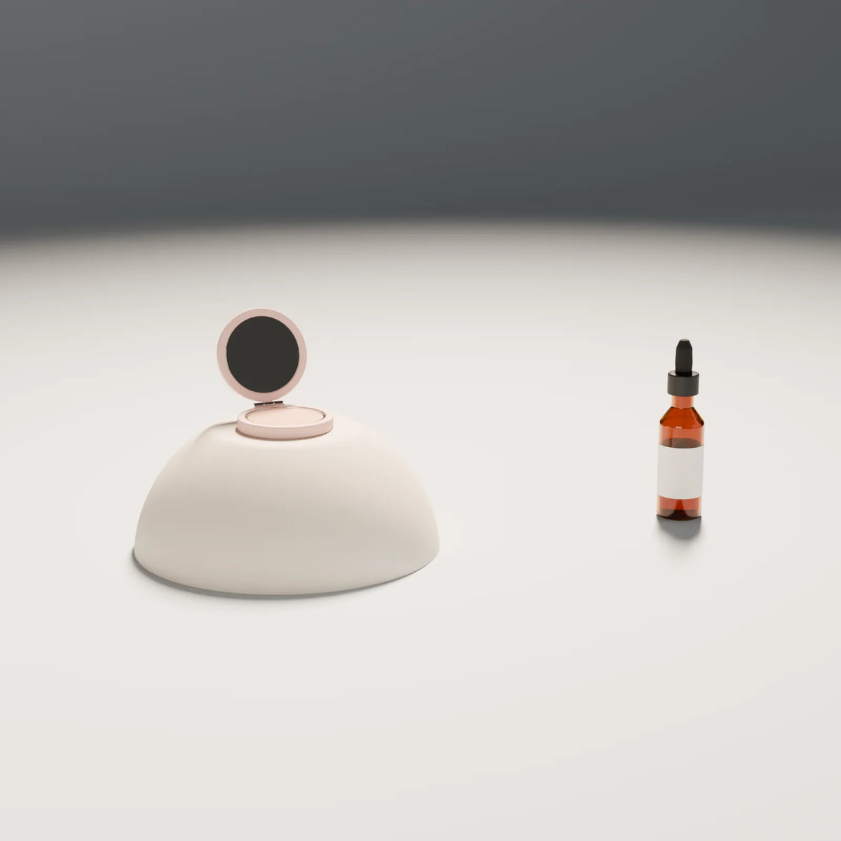 Powder Compact styled in a Still Studio set with the cut dome podium and dropper bottle (sold separately)