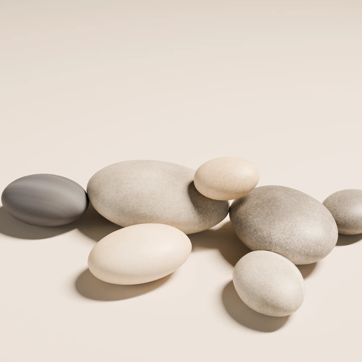 River Stones, close-up detail render