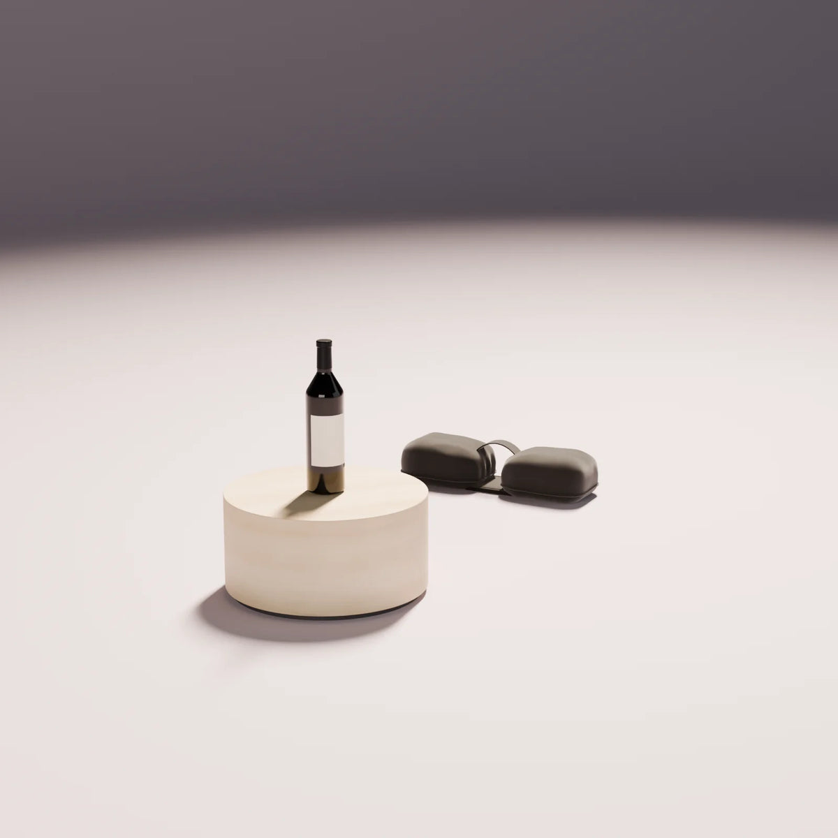 Sandbag styled in a Still Studio set with the drum podium and wine bottle (sold separately)