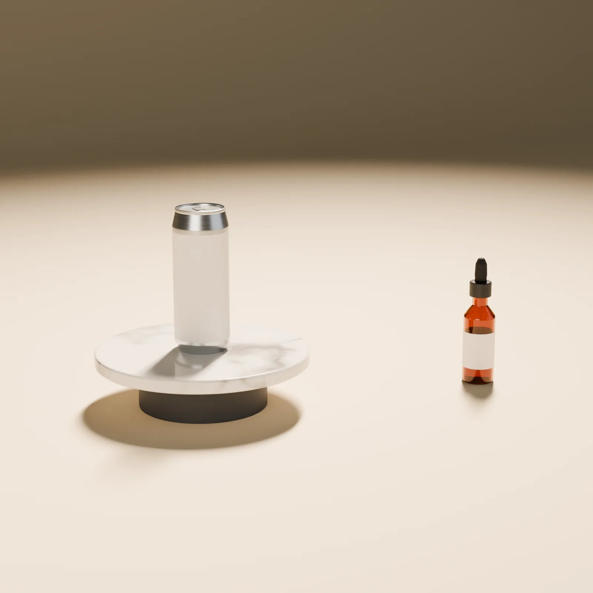 Slim Can styled in a Still Studio set with the floating disc podium and dropper bottle (sold separately)