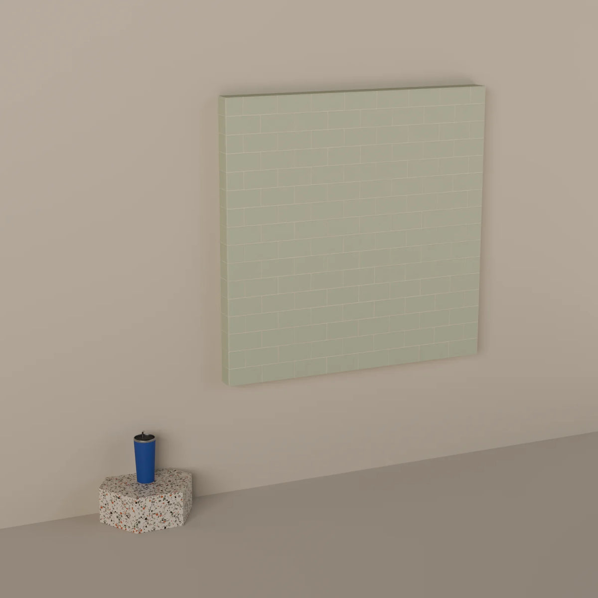 Tiled Wall Flat styled in a Still Studio set with the hex podium and insulated tumbler (sold separately)